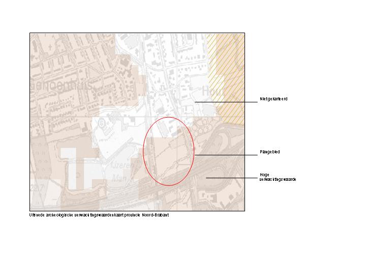 Uitsnede archeologische verwachtingwaardenkaart provincie Noord-Brabant