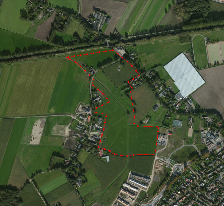 Figuur 1.2 Begrenzing bestemmingsplan Luchen Weteringpark (bron ondergrond:Bing maps