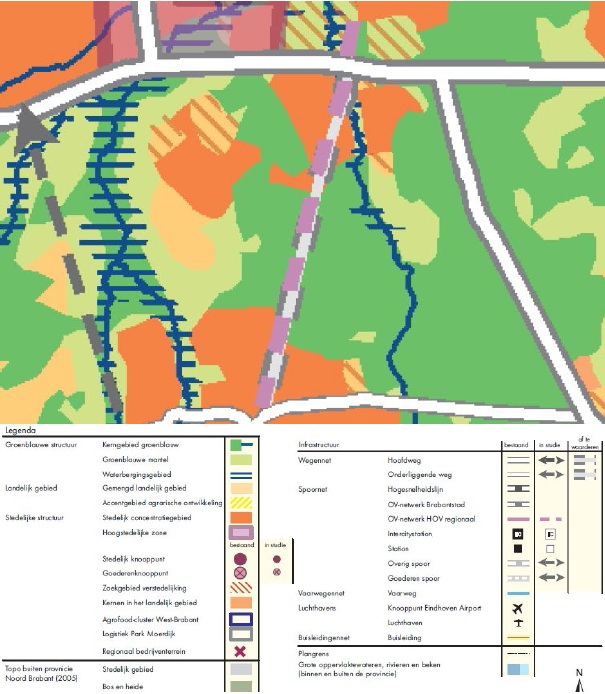 Uitsnede Structurenkaart Structuurvisie Ruimtelijke Ordening voor het plangebied (bron: