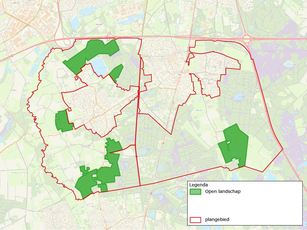 De gebieden in het buitengebied in Waalre waar het landschap een open karakter heeft