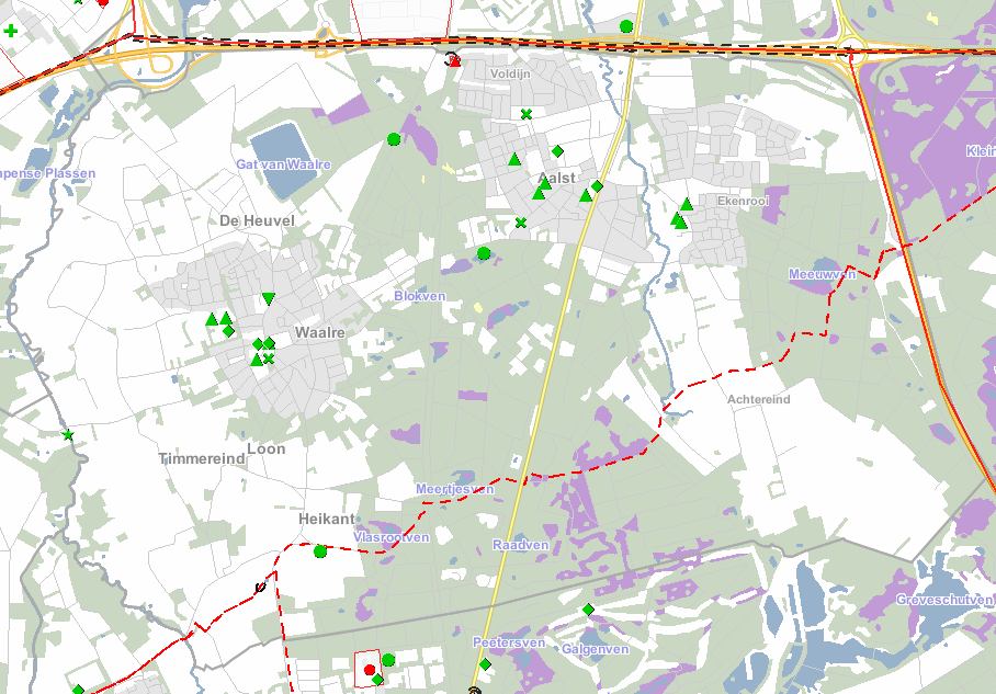 Uitsnede provinciale risicokaart voor het plangebied (bron: www.risicokaart.nl)