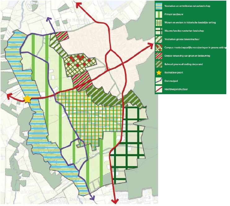 Structuurkaart Westrand Waalre Dorp (bron: Gebiedsvisie Westrand Waalre)